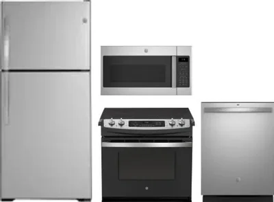 4 Piece Package Includes Refrigerator, Range, Microwave And Dishwasher