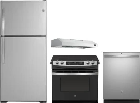 4 Piece Package Includes Refrigerator, Range, Hood And Dishwasher