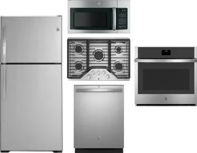 5 Piece Package Includes Refrigerator, Cooktop, Wall Oven, Microwave And Dishwasher
