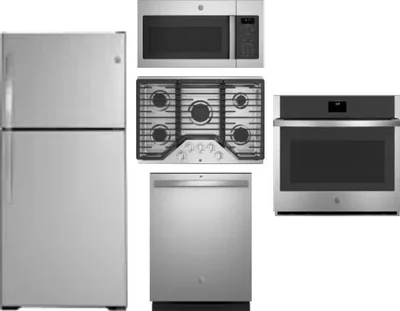 5 Piece Package Includes Refrigerator, Cooktop, Wall Oven, Microwave And Dishwasher
