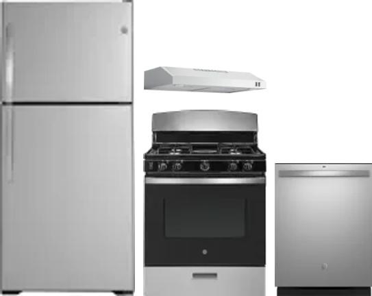 4 Piece Package Includes Refrigerator, Range, Hood And Dishwasher