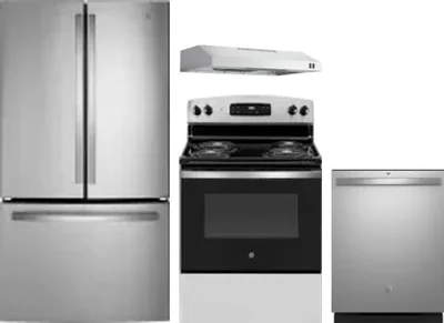 4 Piece Package Includes Refrigerator, Range, Hood And Dishwasher