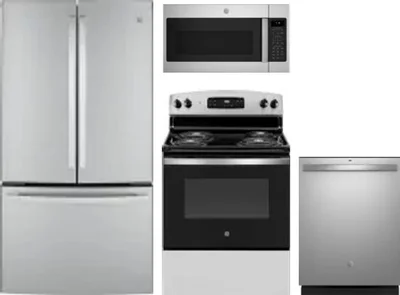 4 Piece Package Includes Refrigerator, Range, Microwave And Dishwasher