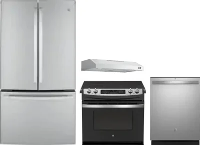 4 Piece Package Includes Refrigerator, Range, Hood And Dishwasher