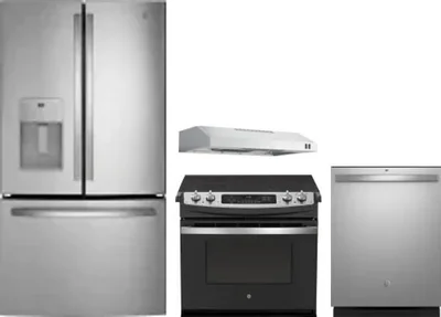 4 Piece Package Includes Refrigerator, Range, Hood And Dishwasher