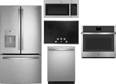 5 Piece Package Includes Refrigerator, Cooktop, Wall Oven, Microwave And Dishwasher