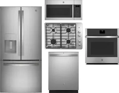 5 Piece Package Includes Refrigerator, Cooktop, Wall Oven, Microwave And Dishwasher