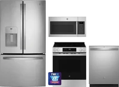 4 Piece Package Includes Refrigerator, Range, Microwave And Dishwasher