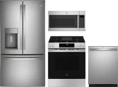 4 Piece Package Includes Refrigerator, Range, Microwave And Dishwasher