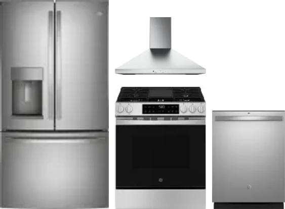 4 Piece Package Includes Refrigerator, Range, Hood And Dishwasher