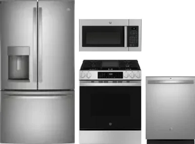4 Piece Package Includes Refrigerator, Range, Microwave And Dishwasher