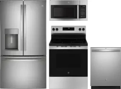 4 Piece Package Includes Refrigerator, Range, Microwave And Dishwasher