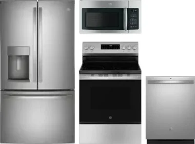 4 Piece Package Includes Refrigerator, Range, Microwave And Dishwasher