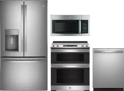 4 Piece Package Includes Refrigerator, Range, Microwave And Dishwasher