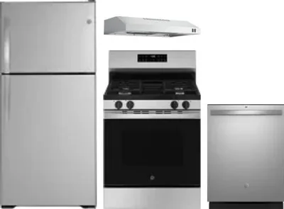 4 Piece Package Includes Refrigerator, Range, Hood And Dishwasher