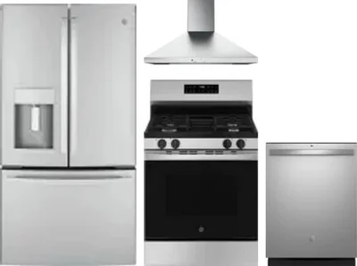 4 Piece Package Includes Refrigerator, Range, Hood And Dishwasher