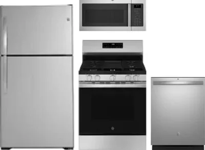 4 Piece Package Includes Refrigerator, Range, Microwave And Dishwasher