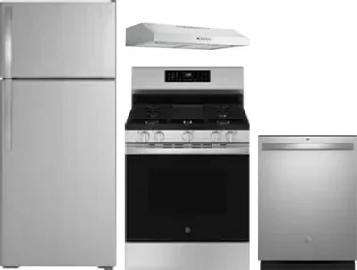 4 Piece Package Includes Refrigerator, Range, Hood And Dishwasher