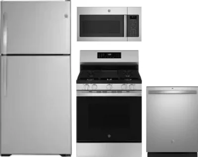 4 Piece Package Includes Refrigerator, Range, Microwave And Dishwasher