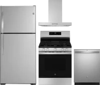 4 Piece Package Includes Refrigerator, Range, Hood And Dishwasher