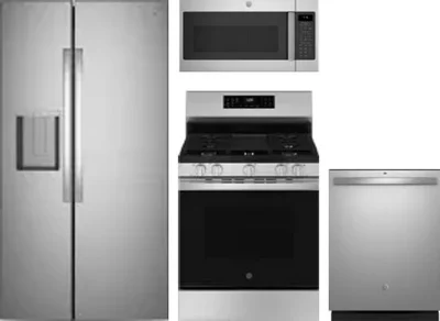 4 Piece Package Includes Refrigerator, Range, Microwave And Dishwasher