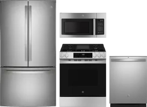 4 Piece Package Includes Refrigerator, Range, Microwave And Dishwasher