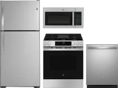4 Piece Package Includes Refrigerator, Range, Microwave And Dishwasher