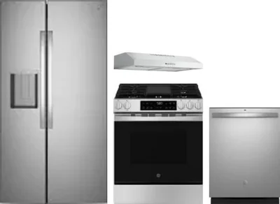 4 Piece Package Includes Refrigerator, Range, Hood And Dishwasher