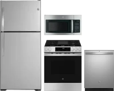 4 Piece Package Includes Refrigerator, Range, Microwave And Dishwasher