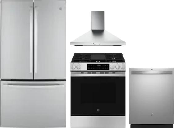 4 Piece Package Includes Refrigerator, Range, Hood And Dishwasher