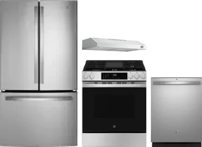 4 Piece Package Includes Refrigerator, Range, Hood And Dishwasher