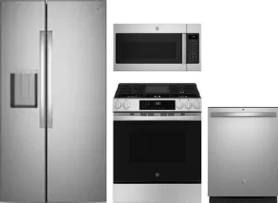 4 Piece Package Includes Refrigerator, Range, Microwave And Dishwasher