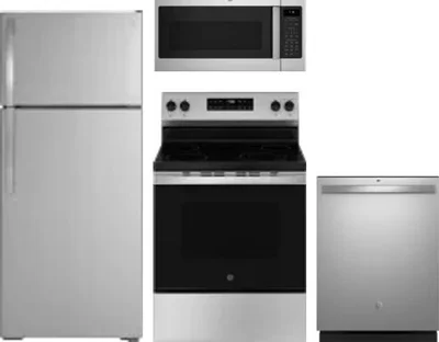 4 Piece Package Includes Refrigerator, Range, Microwave And Dishwasher