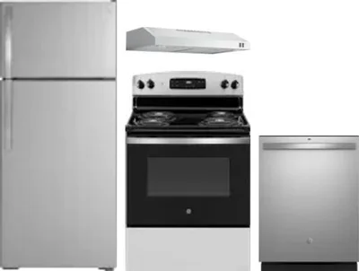 4 Piece Package Includes Refrigerator, Range, Hood And Dishwasher