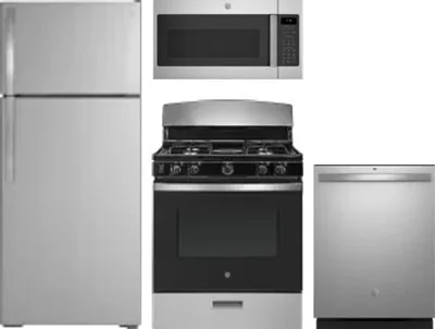 4 Piece Package Includes Refrigerator, Range, Microwave And Dishwasher