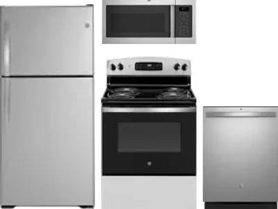 4 Piece Package Includes Refrigerator, Range, Microwave And Dishwasher