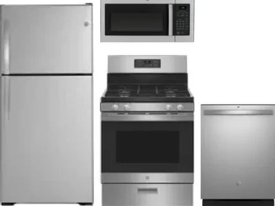 4 Piece Package Includes Refrigerator, Range, Microwave And Dishwasher