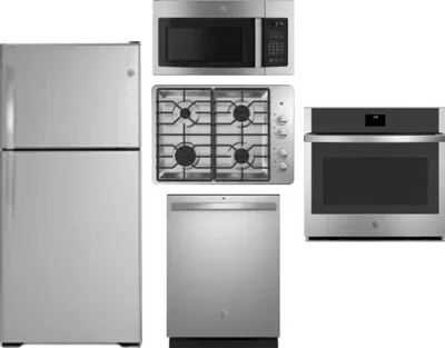 5 Piece Package Includes Refrigerator, Cooktop, Wall Oven, Microwave And Dishwasher