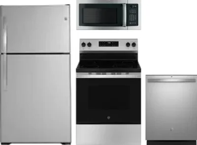4 Piece Package Includes Refrigerator, Range, Microwave And Dishwasher