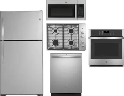 5 Piece Package Includes Refrigerator, Cooktop, Wall Oven, Microwave And Dishwasher