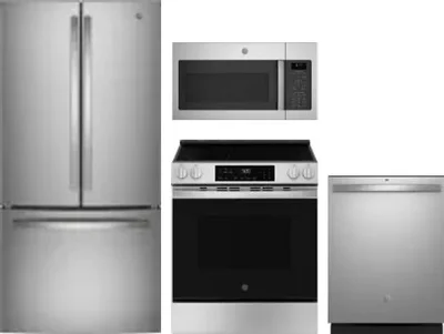 4 Piece Package Includes Refrigerator, Range, Microwave And Dishwasher