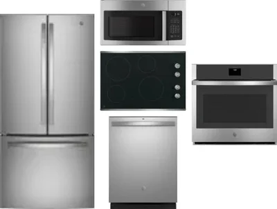 5 Piece Package Includes Refrigerator, Cooktop, Wall Oven, Microwave And Dishwasher