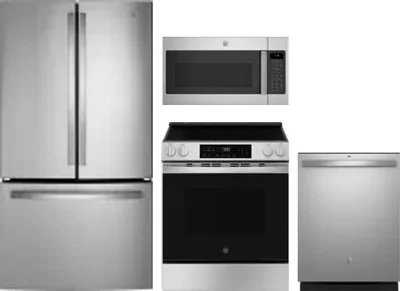 4 Piece Package Includes Refrigerator, Range, Microwave And Dishwasher