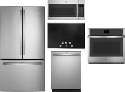 5 Piece Package Includes Refrigerator, Cooktop, Wall Oven, Microwave And Dishwasher