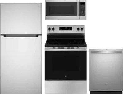 4 Piece Package Includes Refrigerator, Range, Microwave And Dishwasher
