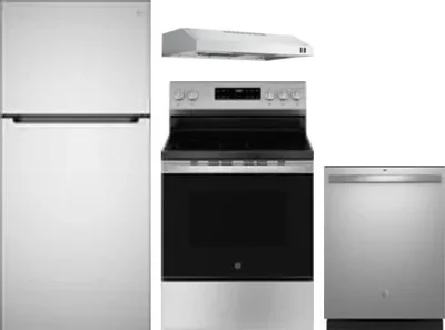4 Piece Package Includes Refrigerator, Range, Hood And Dishwasher