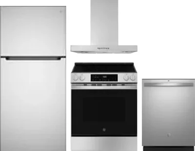 4 Piece Package Includes Refrigerator, Range, Hood And Dishwasher