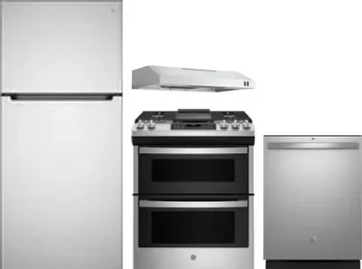 4 Piece Package Includes Refrigerator, Range, Hood And Dishwasher