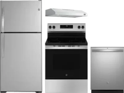 4 Piece Package Includes Refrigerator, Range, Hood And Dishwasher