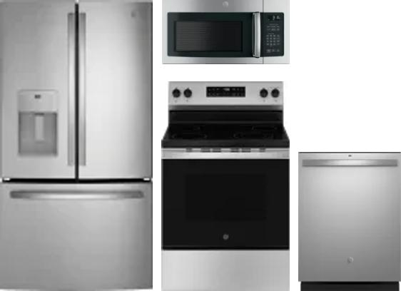 4 Piece Package Includes Refrigerator, Range, Microwave And Dishwasher